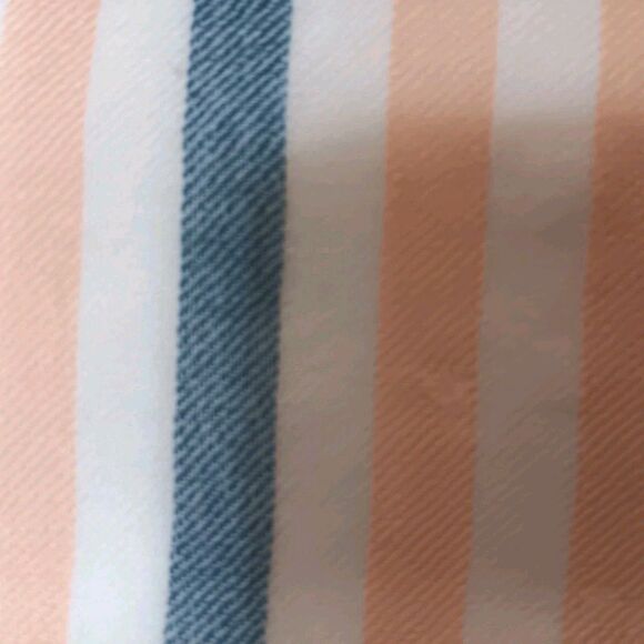 J Crew 100% Wool Scarf Striped Peach White Blue - Picture 10 of 11